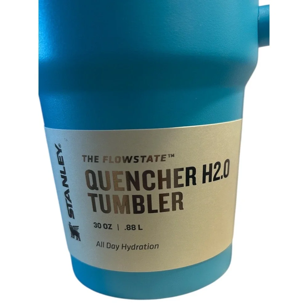 Stanley Quencher H2O Tumbler 30 oz Aqua Blue Flowstate Straw Lid Car Cup Holder - Picture 5 of 10